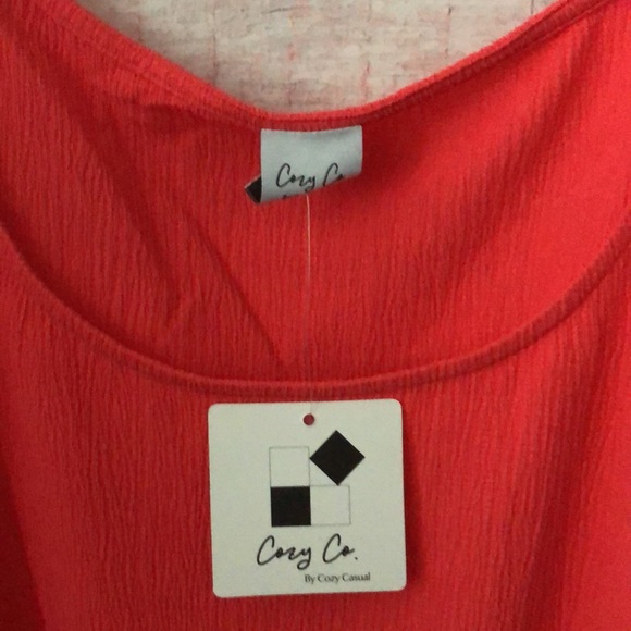 NWT flowy hot coral pink size 3x top by Cozy Casual - Picture 2 of 7